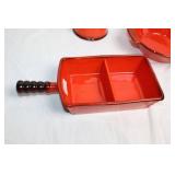 Vintage Metlox Red Rooster Ceramic Serving Set
