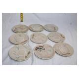 Set of 8 Red Wing Hand-Painted Oven-Proof Saucer Plates