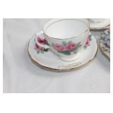 Collection of 10 Vintage English Bone China Tea Cups and Saucers