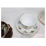 Collection of 10 Vintage English Bone China Tea Cups and Saucers