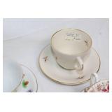 Collection of 10 Vintage English Bone China Tea Cups and Saucers