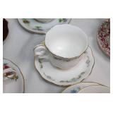Collection of 10 Vintage English Bone China Tea Cups and Saucers