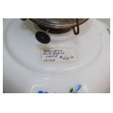 Vintage Kerosene Milk Glass Lamp with Floral Design