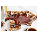 Vintage Brown Pottery Dinnerware and Serving Set