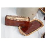 Vintage Brown Pottery Dinnerware and Serving Set