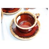 Vintage Brown Pottery Dinnerware and Serving Set