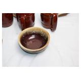 Vintage Brown Pottery Dinnerware and Serving Set