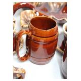 Vintage Brown Pottery Dinnerware and Serving Set