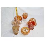 Set of 6 Vintage Carnival Glassware Pieces