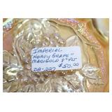 Set of 2 Vintage Marigold Carnival Glass Plates - Fenton & Imperial