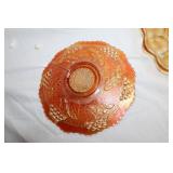 Set of 2 Vintage Marigold Carnival Glass Plates - Fenton & Imperial