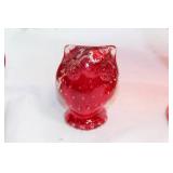 Set of 3 Ruby Red Glass Decorative Pieces