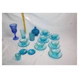 Collection of Vintage Blue Depression Glassware