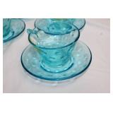 Collection of Vintage Blue Depression Glassware