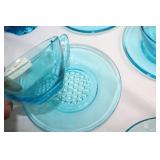 Collection of Vintage Blue Depression Glassware