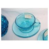 Collection of Vintage Blue Depression Glassware