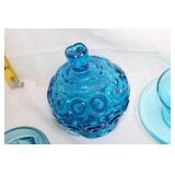 Collection of Vintage Blue Depression Glassware