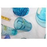 Collection of Vintage Blue Depression Glassware