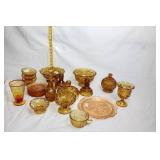 Collection of Vintage Amber Depression Glassware