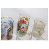 Collection of 11 Assorted Vintage Cartoon Collector Glasses