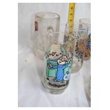Collection of 11 Assorted Vintage Cartoon Collector Glasses