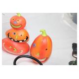 Assorted Halloween-Themed Decorative Figurines and Candle Holders