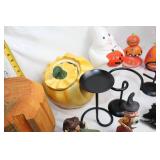 Assorted Halloween-Themed Decorative Figurines and Candle Holders