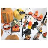 Assorted Halloween-Themed Decorative Figurines and Candle Holders