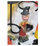 Assorted Halloween-Themed Decorative Figurines and Candle Holders