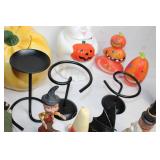 Assorted Halloween-Themed Decorative Figurines and Candle Holders