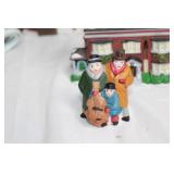 Set of 3 Christmas Village Houses with Figures and Lights