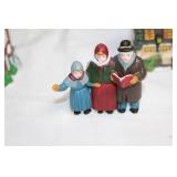 Set of 3 Christmas Village Houses with Figures and Lights