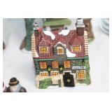 Set of 3 Christmas Village Houses with Figures and Lights