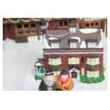 Set of 3 Christmas Village Houses with Figures and Lights