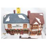 Set of 3 Christmas Village Houses with Figures and Lights