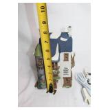 Set of 3 Christmas Village Houses with Figures and Lights