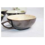 Set of 7 Mid-Century Ceramic Cups and Floral Jug