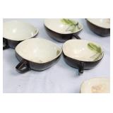 Set of 7 Mid-Century Ceramic Cups and Floral Jug