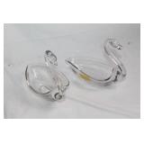 Set of 2 Duncan Miller Crystal Swan Dishes