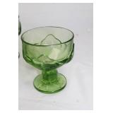 Set of 10 Green Depression Glass Goblets
