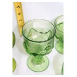 Set of 10 Green Depression Glass Goblets