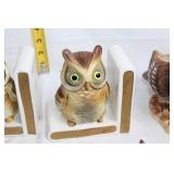 Vintage Set of Owl Figurines and Bookends