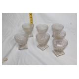 Set of 6 Vintage Glass Dessert Cups with Intricate Design