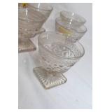 Set of 6 Vintage Glass Dessert Cups with Intricate Design