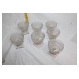 Set of 6 Vintage Glass Dessert Cups with Intricate Design