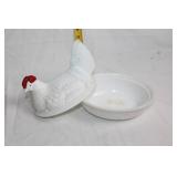Vintage Milk Glass Hen on Nest Covered Dish