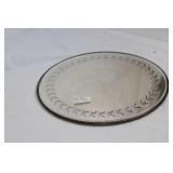 Antique Bevel Cut Round Mirror with Floral Edge Design, 11"