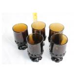 Set of 5 Vintage Fostoria Madeira Amber Glass Goblets