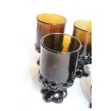 Set of 5 Vintage Fostoria Madeira Amber Glass Goblets