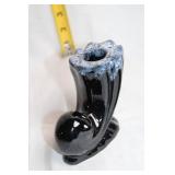 Pair of Vintage Blue and Black Ceramic Candle Holders